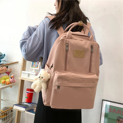 Double Zipper Girls School Backpack Large Capacity Laptop Bag