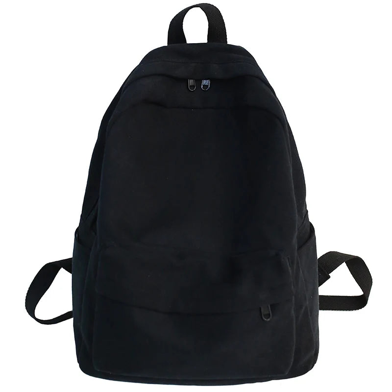 Large Capacity Cotton Backpack for Teenagers - Solid School Bag