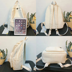 Large Capacity Cotton Backpack for Teenagers - Solid School Bag