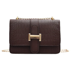 Stone Grain Women Chain Shoulder Bags Vintage PU Leather Crossbody Messenger Han