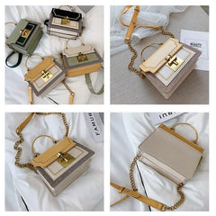 Vintage PU Leather Panelled Women Crossbody Bags Shoulder Messenger Bag