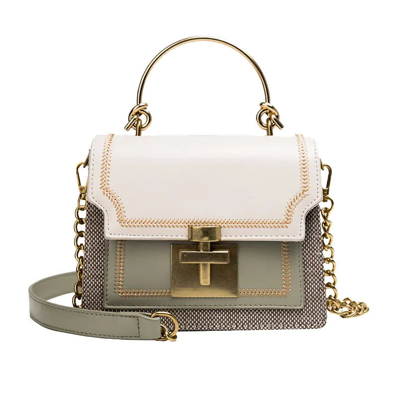 Vintage PU Leather Panelled Women Crossbody Bags Shoulder Messenger Bag