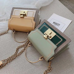 Vintage PU Leather Panelled Women Crossbody Bags Shoulder Messenger Bag