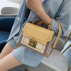 Vintage PU Leather Panelled Women Crossbody Bags Shoulder Messenger Bag