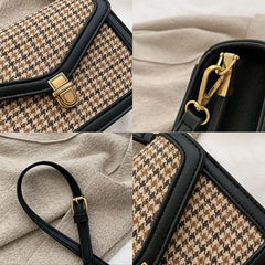 Plaid PU Leather Crossbody Bags Women Chain Shoulder Messenger Small Bag
