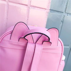 Cat Ear Leather Backpack Transparent Women Shoulder Bag