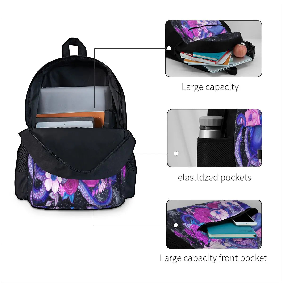Magic Ocean Octopus Backpack Eco Friendly Men Women Teenagers