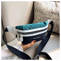 Women Waist Bag Irregular Splice Money Phone Belt Bag Leather Bum Hip Bag