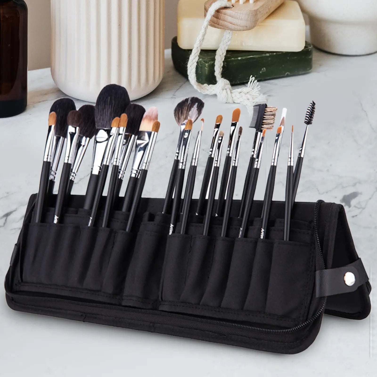 Makeup Brush Case Zipper Carrying Bag Brush Holder Organizer