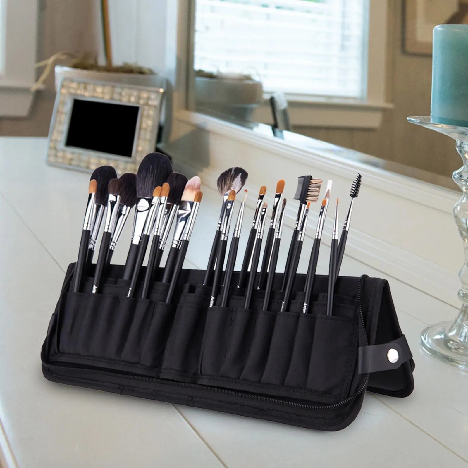 Makeup Brush Case Zipper Carrying Bag Brush Holder Organizer
