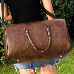 Large Leather Travel Bag Duffle Independent Shoes Storage Big Fitness Bags