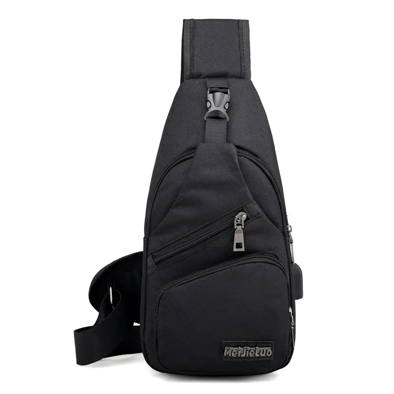 Men's Crossbody Bag USB Charging Anti Theft Chest Bag