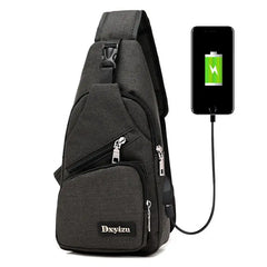 Anti Theft Crossbody Bag USB Charging Shoulder Bag Men School Trip Messenger Bag