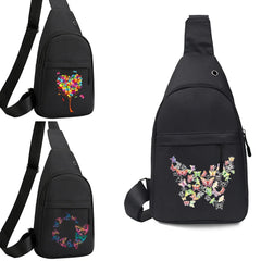 Men's Canvas Waist Pack Butterfly Print Crossbody Sling Bag