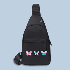 Men's Canvas Waist Pack Butterfly Print Crossbody Sling Bag