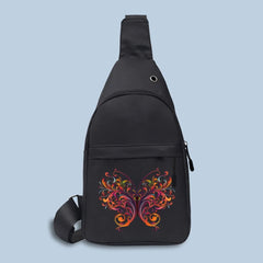 Men's Canvas Waist Pack Butterfly Print Crossbody Sling Bag