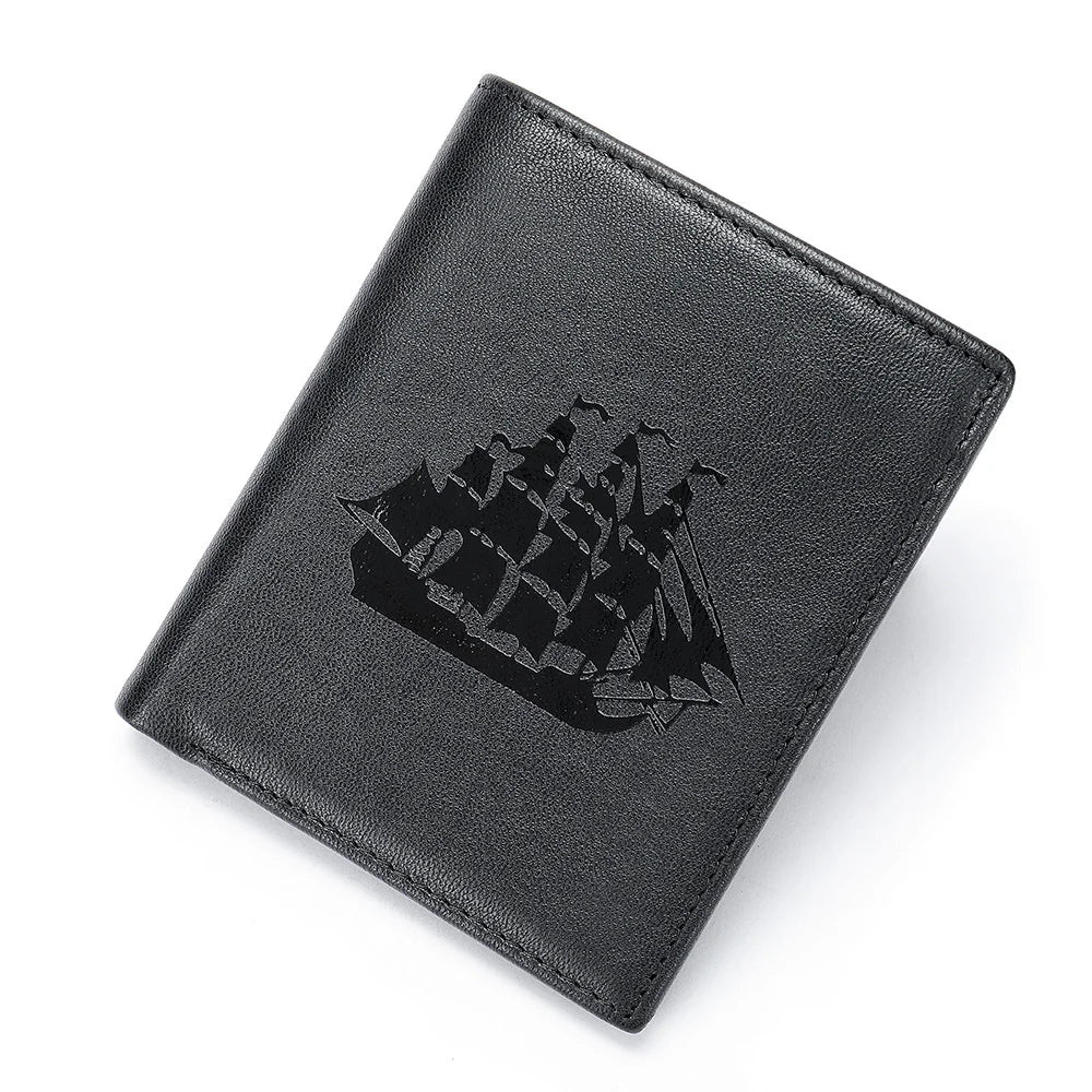 Men Short Wallet Leather Gift Youth Business Smooth Sailing Credit Card Bag