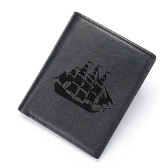 Men Short Wallet Leather Gift Youth Business Smooth Sailing Credit Card Bag