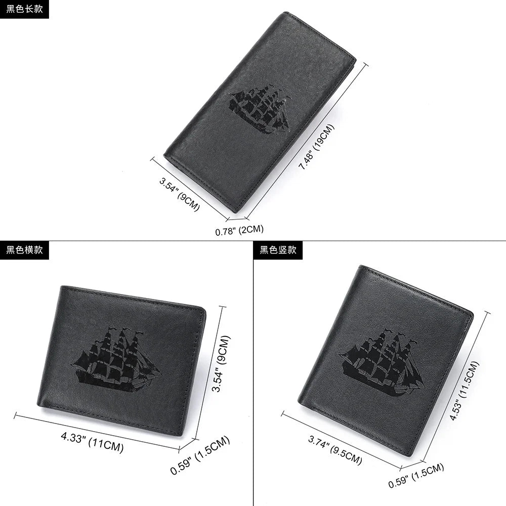 Men Short Wallet Leather Gift Youth Business Smooth Sailing Credit Card Bag