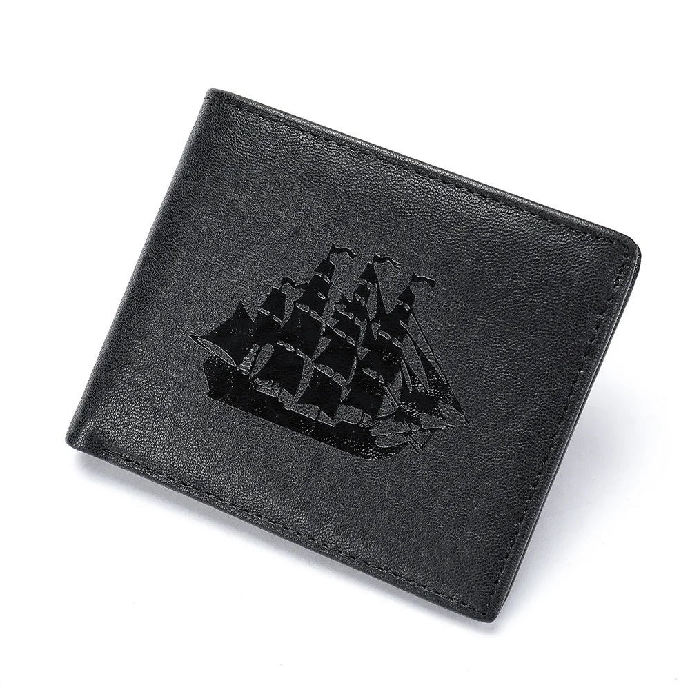Men Short Wallet Leather Gift Youth Business Smooth Sailing Credit Card Bag
