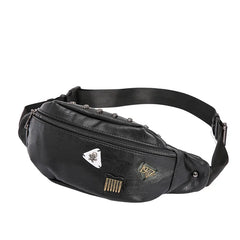 Leather Skull Chest Bag for Men Travel Crossbody Messenger Bag