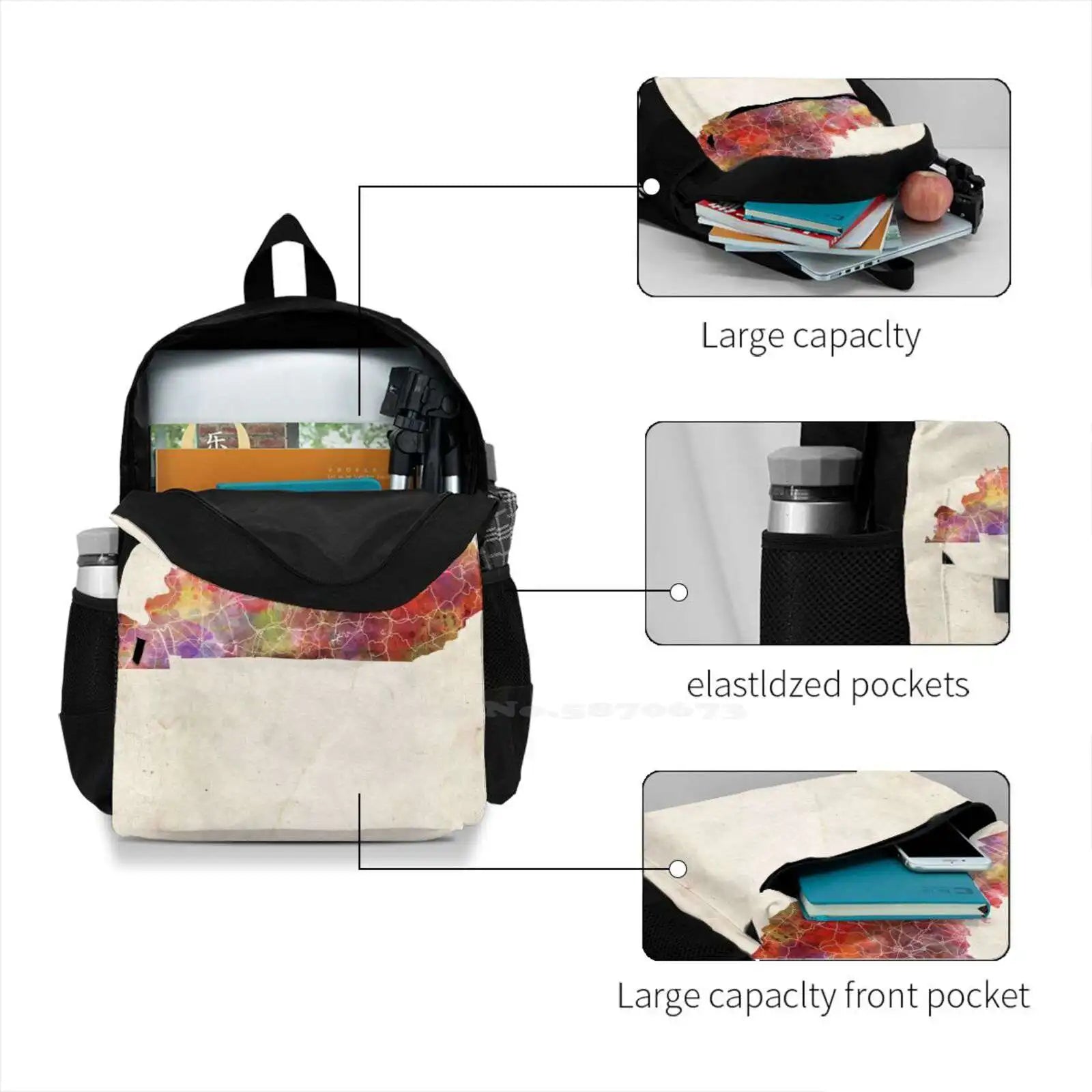 Map Warm Backpack For Student School Laptop Travel Bag