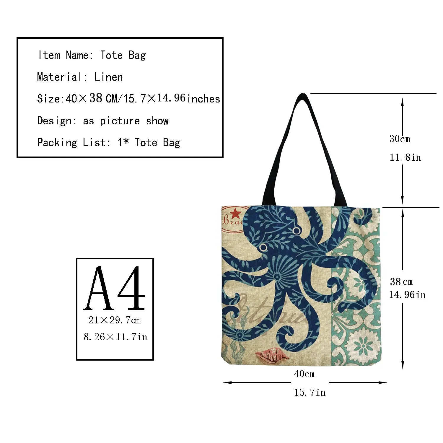 Sea Turtle Horse Octopus Print Women Travel Handbag Casual Shoulder Bag