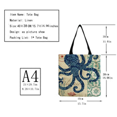 Sea Turtle Horse Octopus Print Women Travel Handbag Casual Shoulder Bag