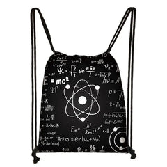 Math Physics Formula Print Drawstring Bag Women Softback Backpack