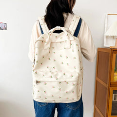 Nylon Women Backpacks Casual Lightweight Daypack Anti-Theft Bookbag with Floral