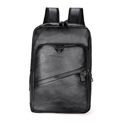 Men Leather Laptop Backpack Casual Schoolbag Teenagers Boys Bagpack