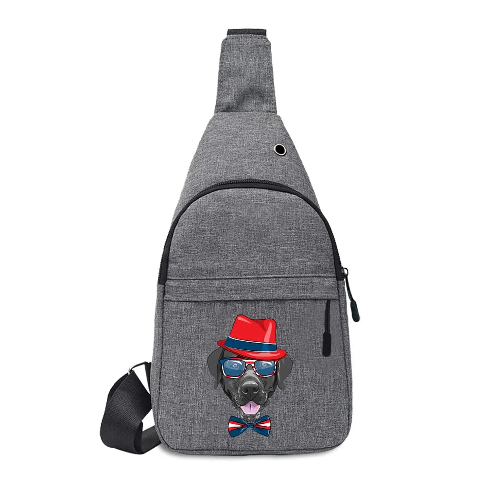 Canvas Sling Backpack Dog Print Hand Bags for Women