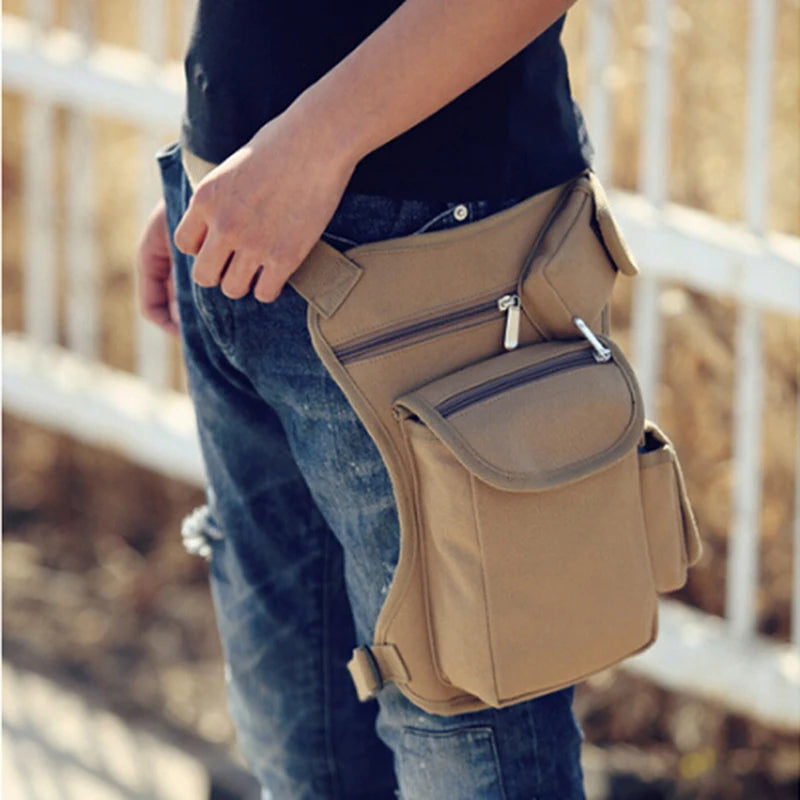 Men Canvas Drop Leg Bag Waist Fanny Pack Belt Hip Bum Military