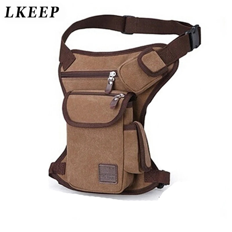 Men Canvas Drop Leg Bag Waist Fanny Pack Belt Hip Bum Military