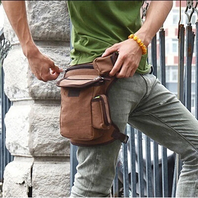 Men Canvas Drop Leg Bag Waist Fanny Pack Belt Hip Bum Military
