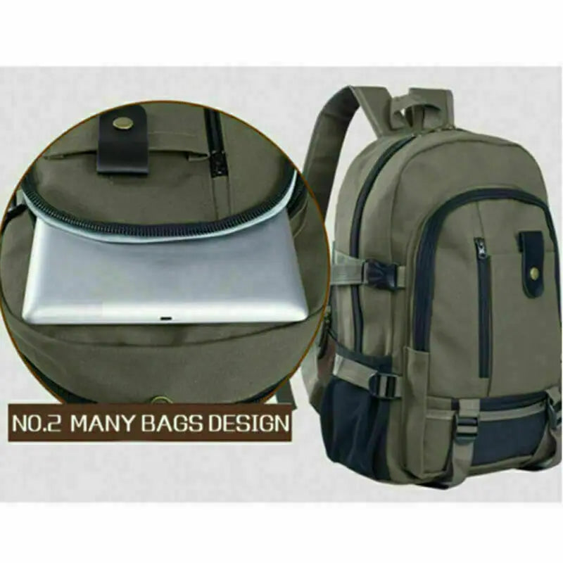 Canvas Large Backpack Rucksack for Work Sports Travel Hiking Boys College