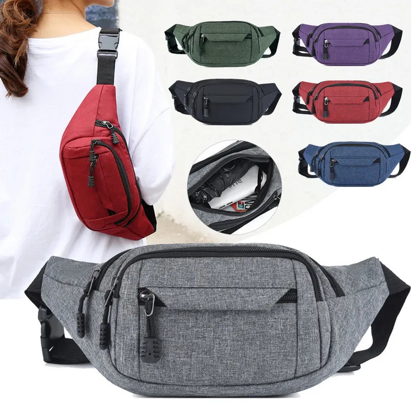 Canvas Waist Bag Fanny Pack Hip Wallet Phone Belt Pouch Travel Motorcycle