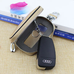 Leather Retro Car Key Housekeeper Holder Unisex Key Case Zip Wallets