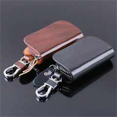 Leather Key Holder Organizer Wallet Keychain Covers Zipper Key Case Bag