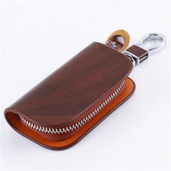 Leather Key Holder Organizer Zipper Key Case Bag