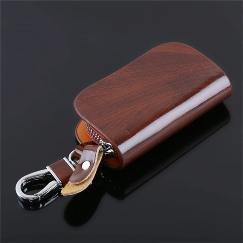 Leather Key Holder Wallet Zipper Key Case Bag