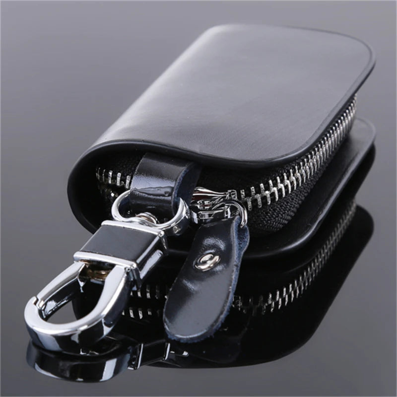 Leather Key Holder Wallet Zipper Key Case Bag