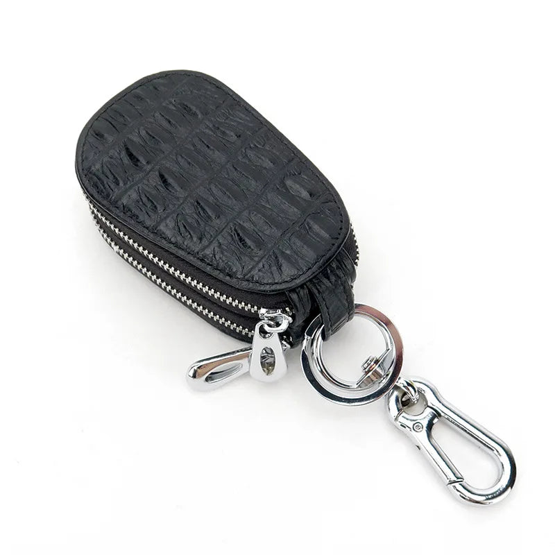 Leather Key Holder Wallet Organizer Zipper Key Case Bag
