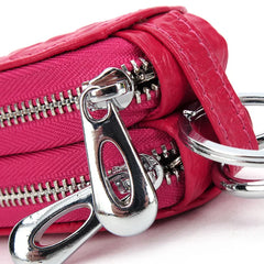 Leather Key Holder Wallet Organizer Zipper Key Case Bag