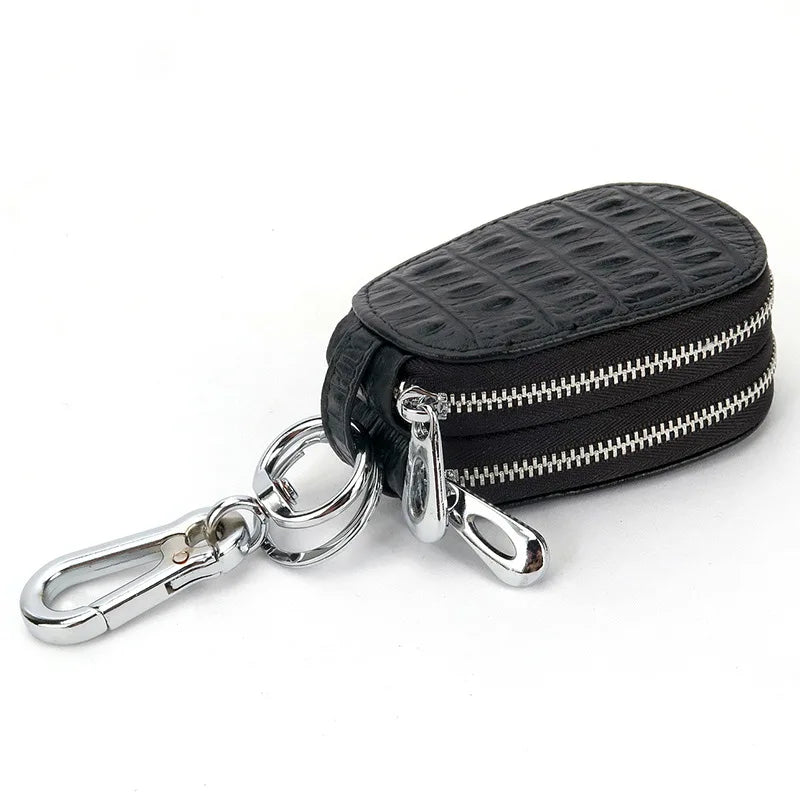 Leather Key Holder Wallet Organizer Zipper Key Case Bag