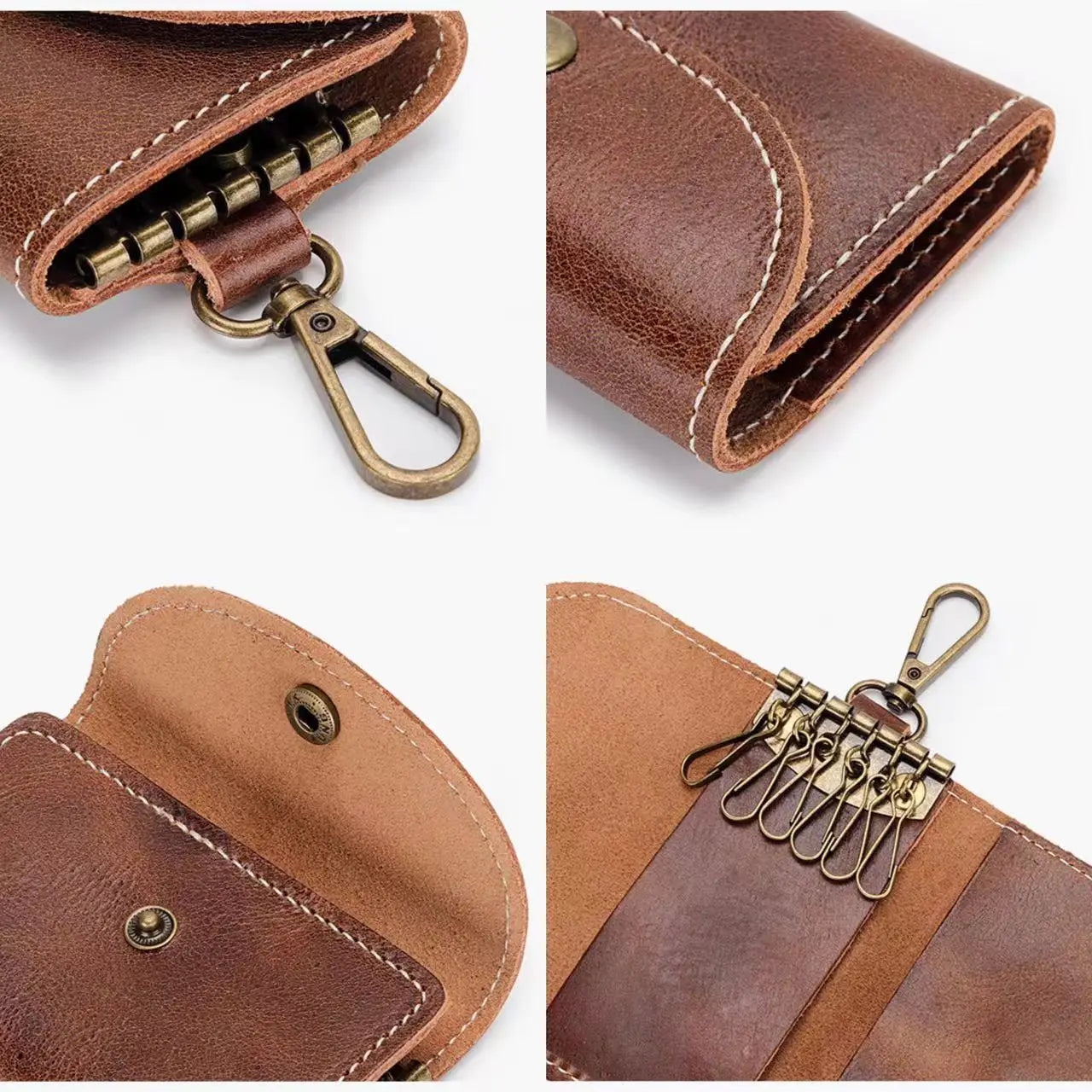Vintage Cow Leather Key Wallet Multifunction Key Bag