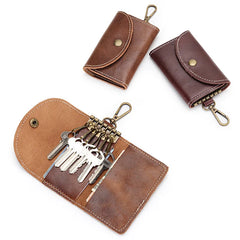Vintage Cow Leather Key Wallet Multifunction Key Bag