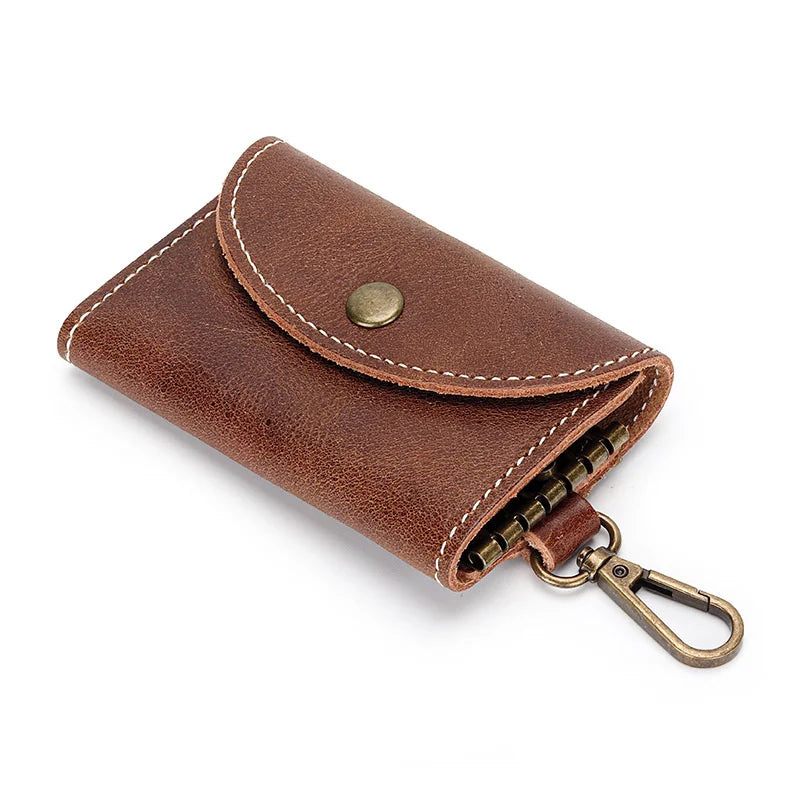 Leather Men Keychain Zipper Wallet Key Holder Organizer