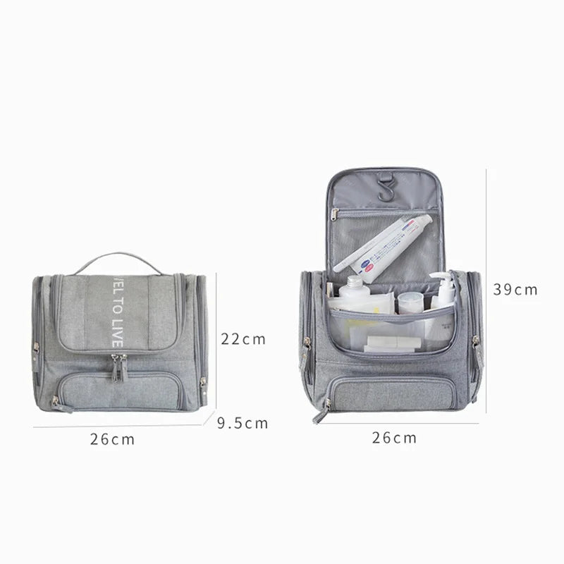 Men Large Makeup Bag Organizer Portable Travel Cosmetic Bag Hanging Wash Pouch
