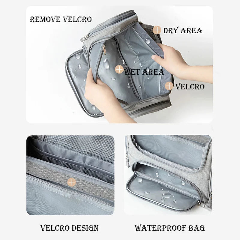 Men Large Makeup Bag Organizer Portable Travel Cosmetic Bag Hanging Wash Pouch